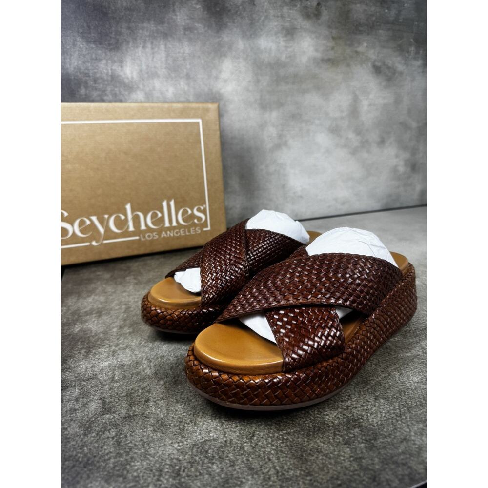 Seychelles Key West Tan Leather Slide Sandals Women’s 8
